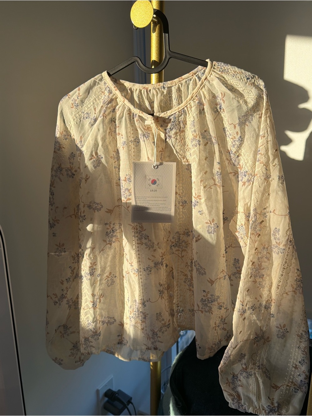 Summer Cream Floral Embroidered Blouse
